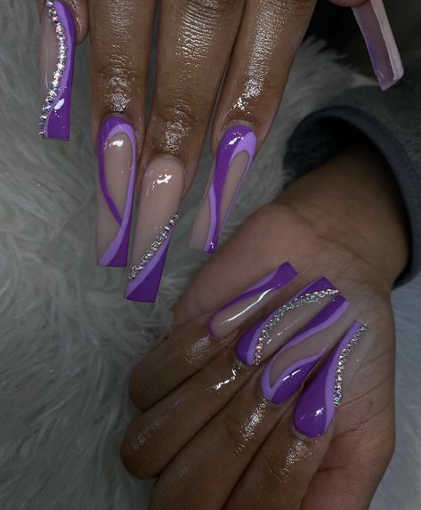 Royal Purple Nails, Purple And Silver Nails, Purple Quince, Purple Nail Designs, Purple And Silver, Silver Nails, Royal Purple, Best Acrylic Nails, Purple Nails