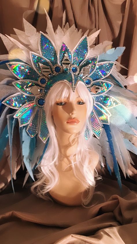 Making A Headdress, Carnival Head Piece, Diy Festival Costume, Junkanoo Headpiece, Mardi Gras Headdress, Carnaval Headpiece, Goddess Headpieces, Inca Goddess, Headdress Festival