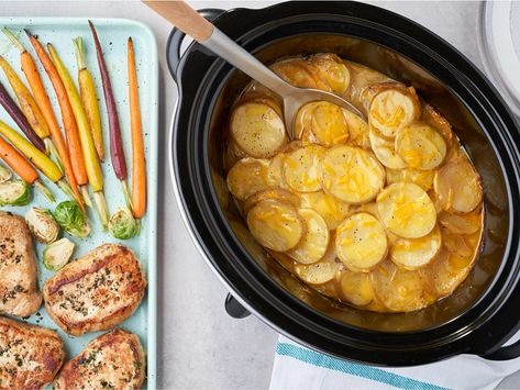 Slow Cooker Scalloped Potatoes, Cheddar Soup Recipe, Campbells Soup Recipes, Campbells Recipes, Campbell Soup Company, Cheese Soup Recipes, Scalloped Potatoes Cheesy, Cheddar Cheese Soup, Dinner Sandwiches