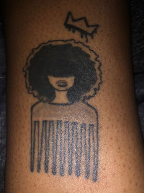 Black Woman Empowerment Tattoos, Black And Proud Tattoo, Black Empowerment Tattoos, Afro Girl Tattoo, Black Excellence Tattoo, Black Culture Tattoos For Women, Black Power Tattoo, Tattoos For Black Women, African American Tattoos