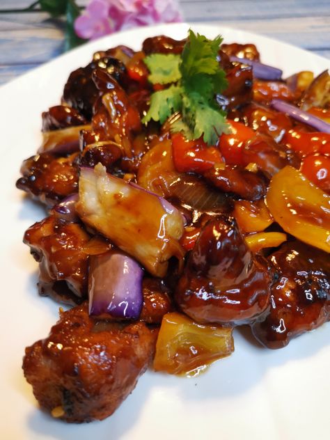 Chicken Eggplant Stirfry, Recipes With Black Vinegar, Chicken And Eggplant Stir Fry, Black Vinegar Recipe, Chinese Black Vinegar Recipes, Chicken With Bell Peppers, Chicken And Eggplant, Chinese Ribs, Sukiyaki Recipe