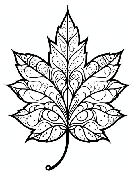 Cute Fall Coloring Pages For Adults, Maple Leaf Coloring Page, Leaves Coloring Pages, Mandala Leaf, Fall Mandala, Fall Leaves Coloring Pages, Fall Coloring Sheets, Half Mandala, Leaf Coloring Page