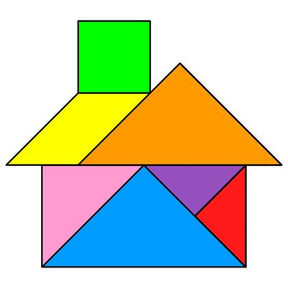 The solution for the Tangram puzzle #20 : House Tangram Activities, Puzzle Activities, Tangram Patterns, Tangram Puzzles, Shapes Preschool, Math Time, Math Projects, Classroom Crafts, Preschool Math