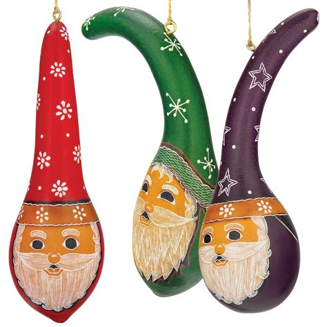 Alpaca Stuffed Animal, Tall Hat, Gourds Birdhouse, Gourds Crafts, Painted Gourds, Gourd Art, Ho Ho Ho, Ornament Set, Gourds