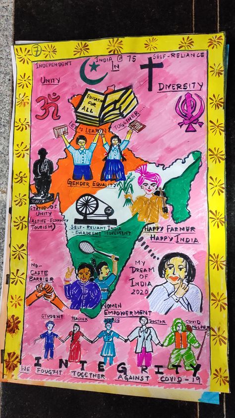 Culture Of Integrity For Nation’s Prosperity, Unity In Diversity Rangoli, Nift Preparation, संविधान दिवस, Word Art Drawings, Diversity Poster, Creative Drawings, Puppy Sketch, India Poster