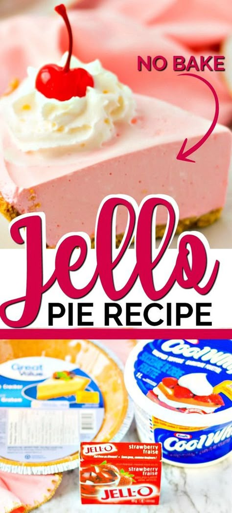 Jello Pie Cool Whip, Cool Whip Jello, Strawberry Jello Pie, Cool Whip Pies, Jello Pie, Cheese Cake Filling, Cool Whip Desserts, Cake Filling Recipes, Yummy Desserts Easy