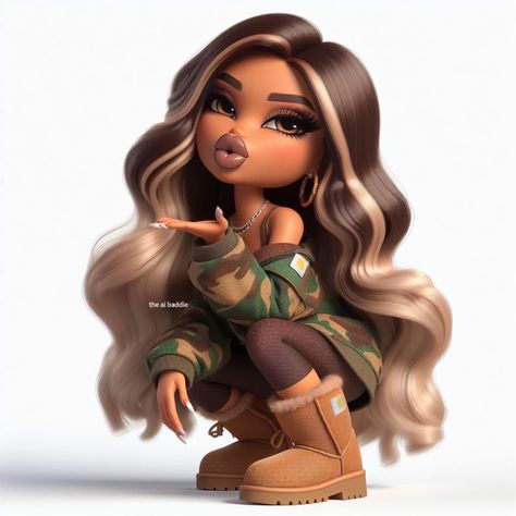 Bratz Baddie, Slay Baddie, Animation Character Drawings, Bratz Doll Makeup, Black Bratz Doll, Brat Doll, Slay Girl, Bad Barbie, Doll Aesthetic