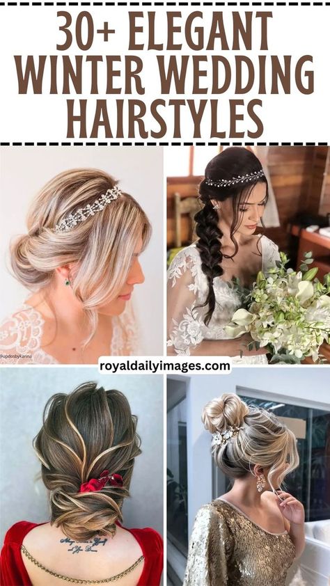 Winter Wedding Hairstyles Winter Bridal Hairstyles, Winter Bridal Hair, Winter Bride Hairstyles, Bride Hairstyles Long Hair, Hair Dos For Wedding, Winter Wedding Hairstyles, Winter Goddess, Winter Wedding Accessories, Winter Wedding Fashion