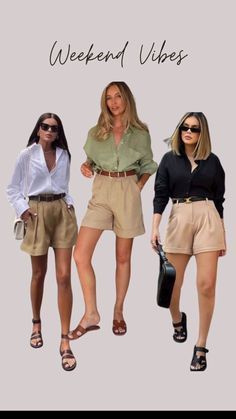 Camel Shorts Outfit, Cream Shorts Outfit, Shorts Outfit Fall, Camel Shorts, Cream Outfit, Summer Shorts Outfits, 30s Fashion, Cream Shorts, Shorts Outfit