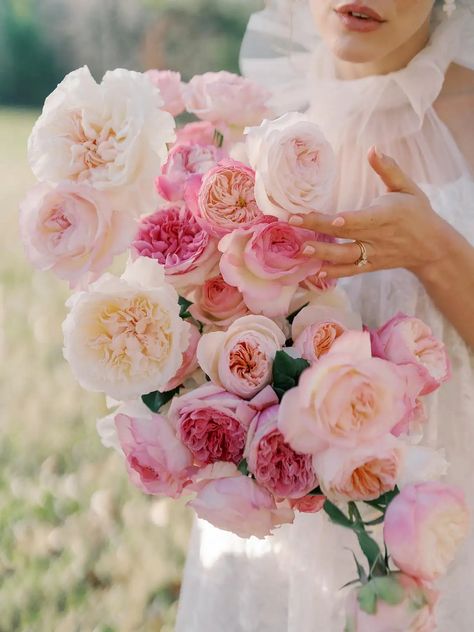 Wedding Bouquets Inspired by Valentine’s Day - David Austin Wedding and Event Roses Celebrity Bridal Bouquets, David Austin Juliet Rose Bouquet, Bouquet Quotes, Rosé Wedding, Bridal Bouquet Modern, Garden Rose Bouquet Wedding, David Austin Wedding, Rose Garden Wedding, Modern Bridal Bouquets