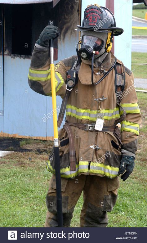 Download this stock image: portrait of a firefighter in full turnout gear - BTNDRN from Alamy's library of millions of high resolution stock photos, illustrations and vectors./ Turnout Gear, Firefighter, Samurai Gear, High Resolution, Stock Images, Resolution, Stock Photos, Illustrations, Quick Saves