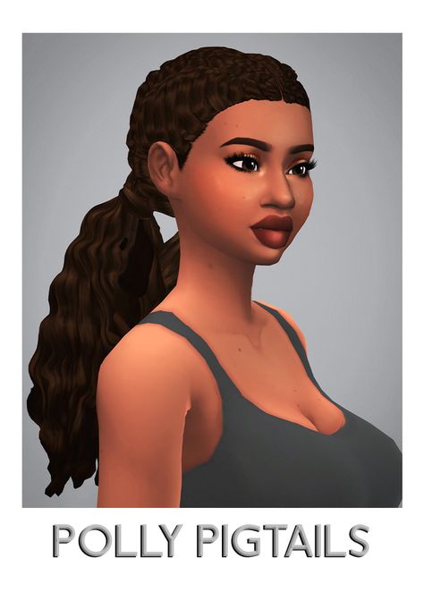 Custom Content For The Sims 4 — savvysweet:  Polly Pigtails  BGC   not hat... Curly Pigtails, Sims 4 Curly Hair, Sims Maxis Match, Maxis Match Hair, Ts4 Hair, Sims 4 Black Hair, Sims 4 Cas Cc, Sims 4 Cc Hair, Pelo Sims