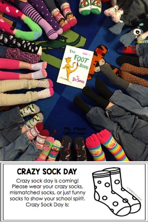 Crazy Sock Day Free Flyer to inform your families. Crazy Sock Day Activities, K5 Activities, Peeps Activities, Crazy Sock Day Ideas, Odd Socks Day, Dr. Suess, Crazy Sock Day, Dr Seuss Preschool Activities, Dr Seuss Preschool