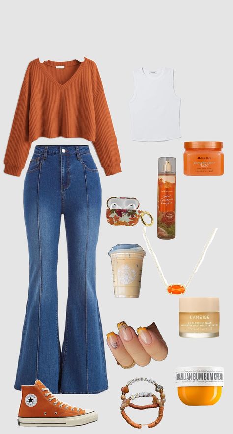 preppy fall outfit inspo Outfits With Pants Casual, Jane By Design Outfits, Thanksgiving Colors Outfit, Feminine Outfits With Pants, Orange Inspired Outfits, Modest Preppy Outfits Aesthetic, Fall Outfit Color Palette, September Outfits 2024, Cute College Fits