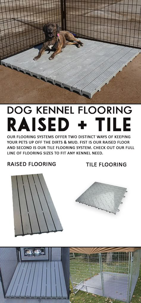 For the dog owner who has sanitation and comfort for their dogs in mind, kennel flooring is a wise choice. Here at K9 Kennel Store, you can find the best kennel flooring in the market. Choose between two types of flooring: the Raised Kennel Deck, and the Kennel Tiles. Snake Proof Dog Kennel, Dog Runs For Large Dogs, Dog Rescue Kennel Ideas, Dog Flooring Ideas, Under Deck Dog Kennel, Outdoor Dog Pen Ideas, Dog Kennel Flooring Outdoor, Under Deck Dog Area, Dog Kennel Ideas Outdoor Diy Cheap