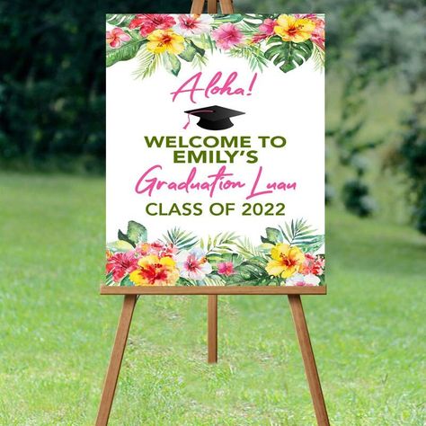 Grad Pool Party, Pool Party Sign, Graduation Welcome Sign, 2023 Sign, College Grad Party, 60th Birthday Party Decorations, Backyard Graduation Party, Graduation Party High, Luau Party Decorations