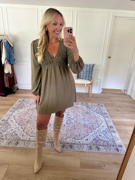 Carly Heasley's Amazon Page Boots And Dress Outfit, Fall Mini Dress, Boots And Dress, Fall Date Night Outfit, Mini Dress Fall, Fall Date Night, Fall Dates, Fall Mini, Fashion Toys