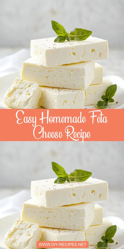 Learn how to make your own creamy and tangy feta cheese at home! This step-by-step guide walks you through creating delicious feta from scratch with just a few simple ingredients. How To Make Feta Cheese, Homemade Feta Cheese Recipes, Diy Feta Cheese, How To Make Feta Cheese At Home, Make Feta Cheese At Home, Make Feta Cheese, Homemade Feta Cheese, Homemade Feta, Cheese At Home