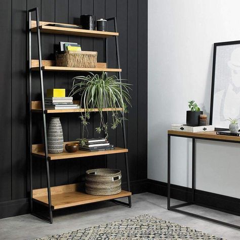 Marbella Bookcase | Open Display Unit | The Design Store NZ Bentley Design, Metal Bookcase, Display Unit, White Oak Wood, Style Deco, Shelf Unit, Oak Furniture, Ladder Bookcase, Marquetry