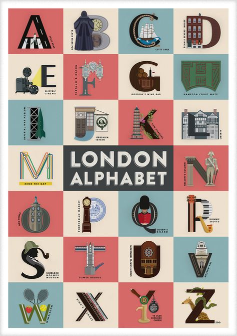 London Alphabet on Behance Alphabet Poster Design, Typography Alphabet, Beautiful Lettering, Cool Typography, Alphabet Art, Alphabet Design, Alphabet Poster, Typography Letters, Typography Inspiration