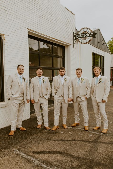 Tan Tux Wedding, Tan Tux, Tan Groomsmen, Groom And Groomsmen Photos, Groomsmen Photos, Getting Hitched, Groom And Groomsmen, Wedding Pics, Wedding Board