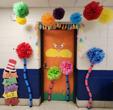 The Lorax Decorations Classroom, The Lorax Decorations, Lorax Classroom Door, Lorax Door Decoration, Dr Seuss Door Decorations, Dr Seuss Trees, Hoco Themes, Dr Seuss Classroom Theme, Apple Lesson Plans