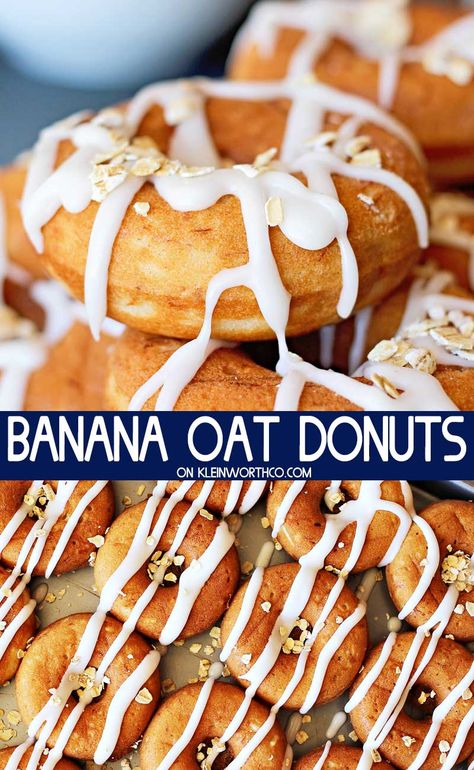 Banana Oat Donuts are a simple and easy breakfast recipe that can be made with a handy mini donut maker or just baked in the oven. So delicious! Healthy Breakfast Donut Recipe, Oat Donut Recipe, Vegan Mini Donut Maker Recipe, Healthy Mini Donut Maker Recipes, Oat Flour Donut Recipe, Healthy Mini Donut Recipe, Mini Doughnut Maker Recipes, Healthy Donuts For Kids, Mini Donut Recipe For Donut Maker