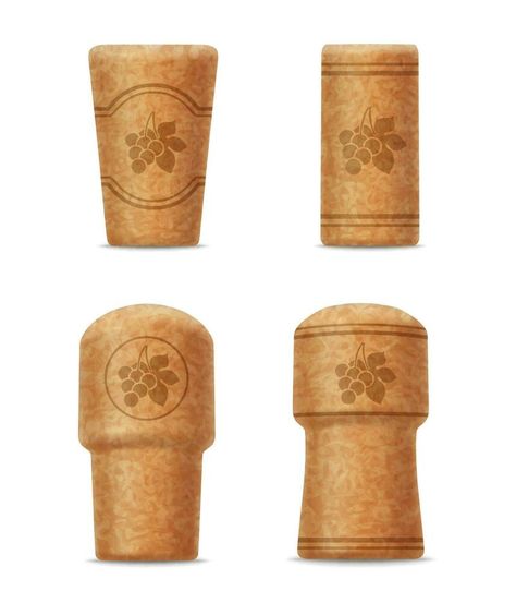 Realistic corks, wine stoppers of different shapes Vector Texture, Wine Stoppers, Wine Cork, Different Shapes, Cork, Digital Art, Sketch, Clip Art, Wine