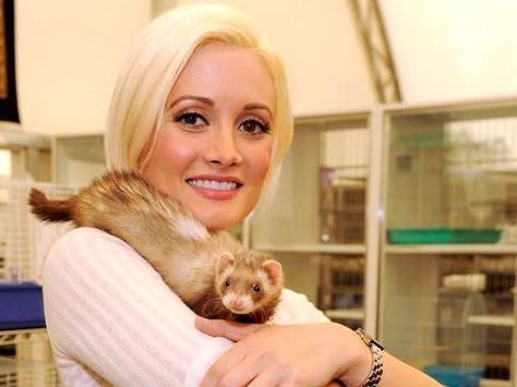 Holly Madison with a ferret on her shoulder Vida Blue, A Ferret, Holly Madison, Pet Ferret, Julianne Hough, Demi Moore, Paris Hilton, Girl Next Door, Ferret