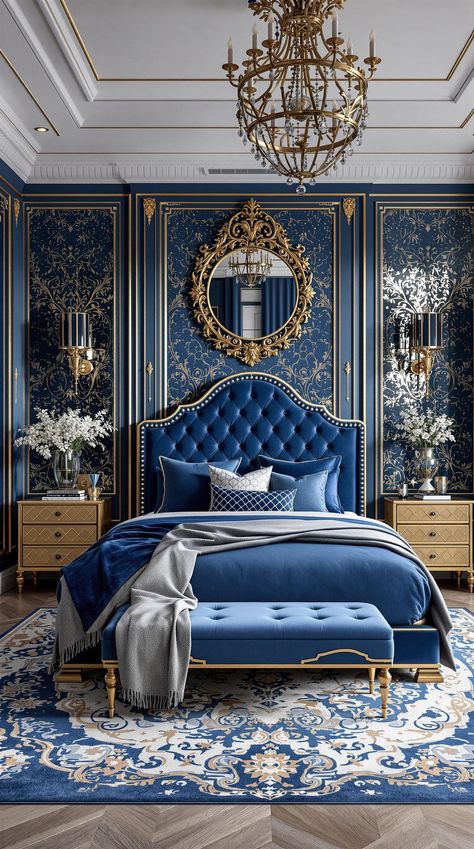 Blue Boho Girls Bedroom Royal Blue Bedroom Ideas, Boho Girls Bedroom Ideas, Ambiance Bedroom, Blue Girls Room, Royal Blue Bedroom, Aesthetic Bedroom Wall Decor, Baby Blue Bedrooms, Tiffany Blue Bedroom, Boho Girls Bedroom