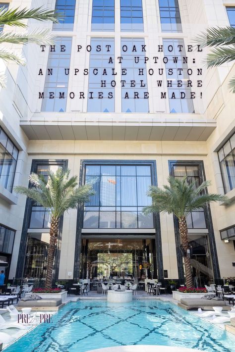 the post oak hotel at uptown houston pool with palm trees surrounding it.  there are padded lounge chairs to each side of the lap pool. The Post Oak Hotel, Post Oak Hotel Houston, Houston Hotels, Urban Retreat, Dream Trips, Modern Urban, Vacation Mode, Tropical Vacation, Weekend Getaways