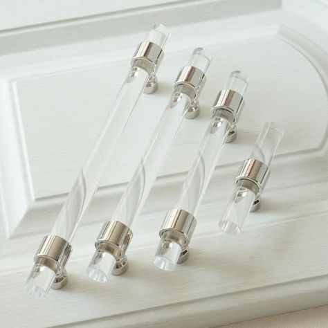 3.75" 5" 6.3" Clear Silver Lucite Dresser Pull Wardrobe Handles Drawer Pull Handle Knob Cabinet Door Knobs "T" Bar Pulls Decor 96 128 160 mm Gold Dresser Pulls, Silver Dresser, Glass Drawer Pulls, Kitchen Cabinet Door Handles, Gold Dresser, Acrylic Drawers, Acrylic Cabinets, Dresser Drawer Pulls, Drawer Pulls And Knobs