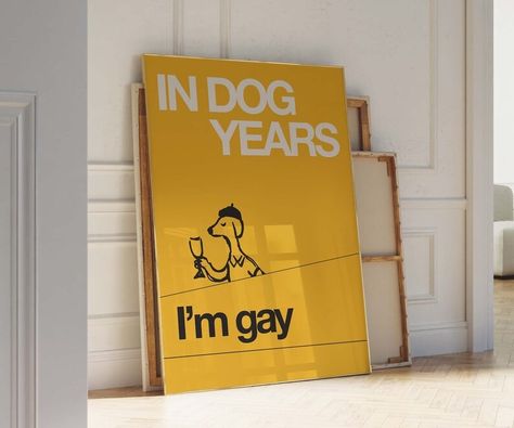 I'm Gay Art Queer Art Indie Room Decor Preppy Room Decor Lesbian Art Funny Gay Art Yellow Wall Art Funny Wall Art - Etsy Queer Wall Art, Room Decor Preppy, Wall Art Funny, Lgbtq Funny, House Vibes, Gay Humor, Yellow Wall Art, Funny Wall Art, Lesbian Art