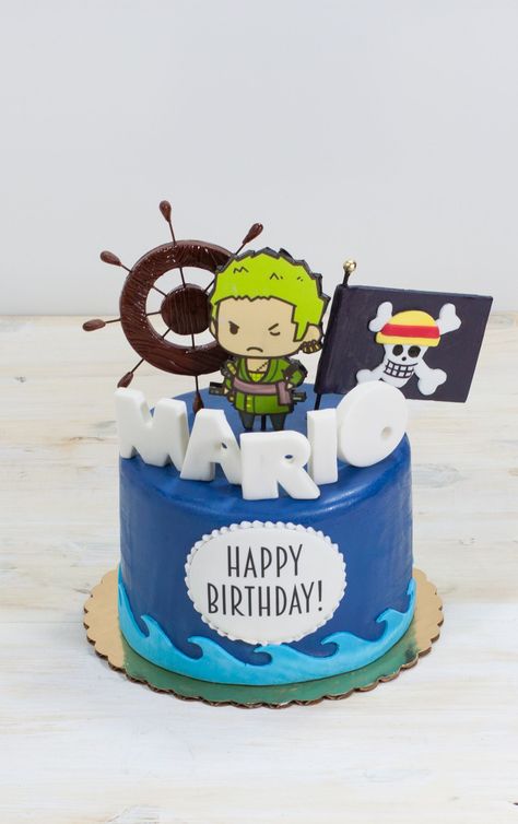 One Piece Birthdays, Customized Cake, Anime Cake, Pirate Cake, Themed Birthday Cakes, Food Painting, Zoro One Piece, Anime One, Pretty Cakes