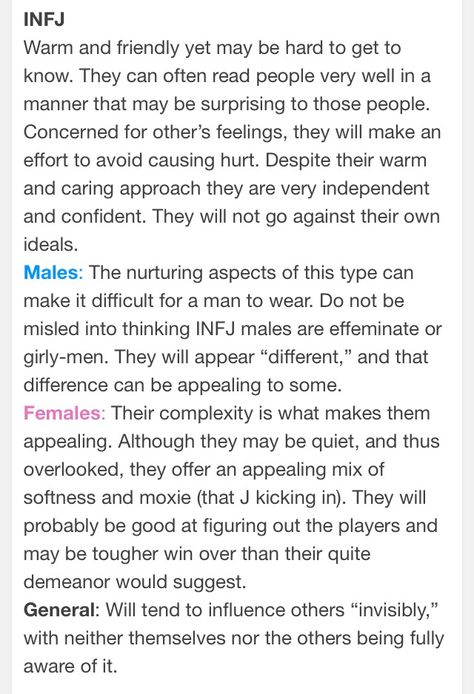 INFJ males "appear different" and "may be appealing to some" how wonderfully optimistic *sarcasm* -b Infj Men, Infj Female, Infj 4w5, Myers Briggs Infj, Infj Traits, Infj Things, Infj Love, Infj Type, Intj And Infj