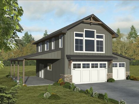 012G-0144: Three-Car Country-Style Garage Apartment Plan Garage Apartment Plan, Barn Plan, Carriage House Plans, Garage Apartment Plans, Garage Apartments, Cabin House Plans, Garage Plan, Garage Apartment, Craftsman Style House Plans