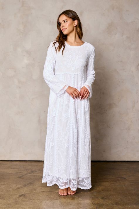 Beautiful white long sleeve temple dresses with pockets. LDS temple dress. LDS modest clothing. White long sleeve maxi. white temple dress. Latter day saints temple dresses. lds temple White Temple Dresses Long Sleeve, Long White Flowy Dress, White Temple Dress, Modest White Dress, Modest Attire, Skirts Modest, Temple Dresses, Lds Temple Dress, Modest Boutique