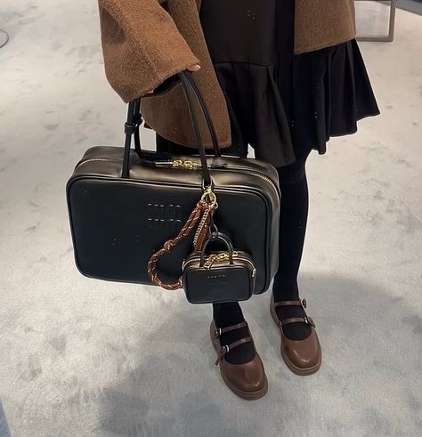 Miu Miu 🤎🖤 Miu Miu Beau Bag, Miu Miu Outfit Aesthetic, Miu Miu 2024, Miu Miu Aesthetic, Miumiu Bags, Miu Miu Outfit, University Bag, Dream Bags, Miu Miu Bag