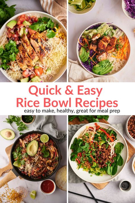 Rice Meat Veggie Bowl, Healthy Recipe Bowls, Subway Rice Bowl Recipe, Rice Bowl Recipes For Dinner, Cheap Rice Bowls, Rice Bowl Ingredients, Quick Bowl Recipes, Dinner Rice Bowls, Rice Bowl With Cucumber