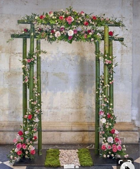 Wedding Arbors, Bamboo Decor, Marriage Decoration, Desi Wedding Decor, Flower Decorations Diy, Ganpati Decoration Design, Wedding Backdrop Decorations, Ganpati Decoration, Wedding Stage Decorations