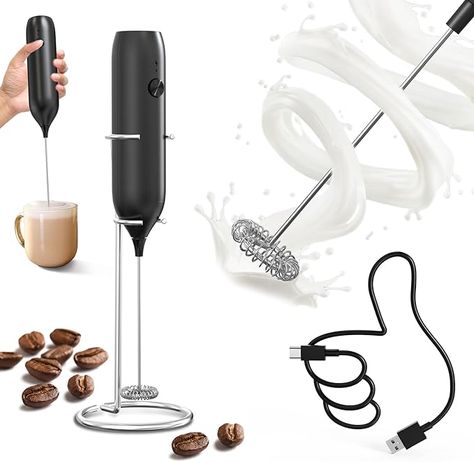 About this item
✔️EASY TO USE - Just lightly press the button to easily create rich and delicate foam. Clean your electric coffee stirrer by running the whisk head while the wand is immersed in water. The operation is simple and suitable for people of all ages Hand Frother, Milk Foamer, Electric Whisk, Making Whipped Cream, Coffee Stirrers, Electric Milk Frother, Coffee Cappuccino, Drink Mixer, Milk Frother