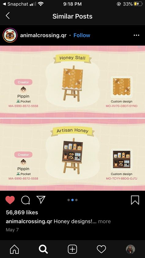 Honey Stand, Cottage Core Animal Crossing, Bees And Honey, Ac New Leaf, Animal Crossing Guide, Honey Shop, Honey Design, Animal Crossing Qr Codes Clothes, Acnh Codes