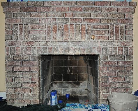 Removing paint from a brick fireplace, pt. 2 How To Remove Paint, Removing Paint, Dutch Colonial Homes, Painted Brick Fireplace, Remove Paint, Brick Chimney, Modern Renovation, Rock Fireplaces, Oven Cleaner