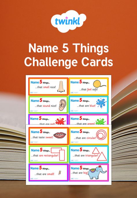 These name five things challenge cards are perfect for both individual and group activities, and a fun way to get children more involved and using their senses. Bright and colourful, these challenge cards are a great activity to get children more involved and active! First Day Activities, Activity Director, Challenges Activities, Virtual Class, Educational Activities For Kids, Circle Time, English Learning, Activity Ideas, Group Activities