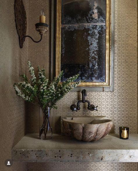 French Country Powder Room, French Powder Room, French Country Decorating Ideas, Cement Counter, Country Decorating Ideas, French Country Bathroom, French Country Decor, Country Decorating, Country Bathroom