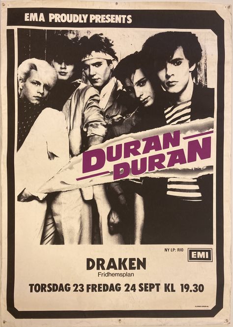 Duran Duran Poster, Concert Tickets, Blue And Silver, Singing, Concert, Music, Movie Posters