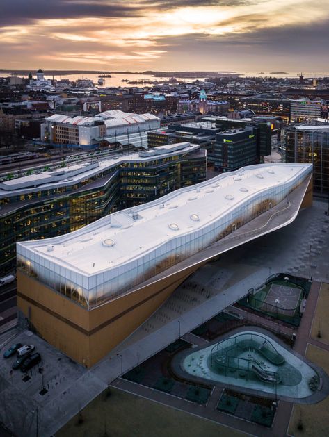 Oodi, Helsinki Central Library | Inno Oodi Helsinki Central Library, Oodi Library Helsinki, Helsinki Library, Helsinki Architecture, Finland Architecture, Helsinki Central Library, Saint Gobain, Library Architecture, City Library