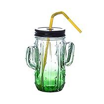 Glass Straw Cup, Cactus Water, Coffee Glasses, Drinking Jars, Cute Cactus, Cupcake In A Cup, Taco Bar, Juice Cup, Breakfast Cups