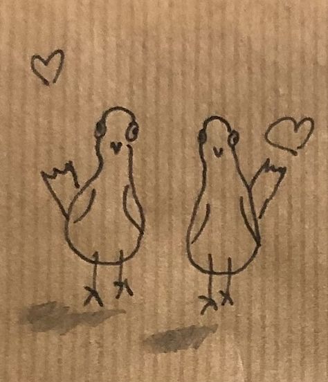 Pigeons In Love, Bird Doodle, Easy Bird, Heart Doodle, Love Drawings, Simple Doodles, Pen Art, Get A Tattoo, Doodle Drawings