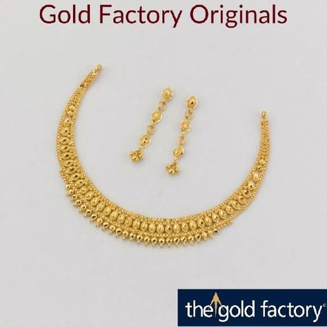 Plain Gold Jewellery, Plain Necklace, Indian Gold Necklace Designs, Gold Factory, Indian Gold Necklace, 22k Gold Necklace, Gold Jhumka, Gold Jhumka Earrings, Beautiful Gold Necklaces